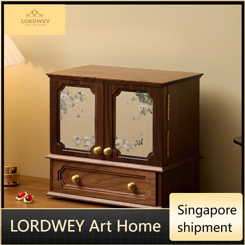 LORDWEY ไม้เนื้อแข็งกล่องเครื่องประดับกล่องเก็บสร้อยคอต่างหูกล่องเก็บกล่องเครื่องประดับHT99 HPT3