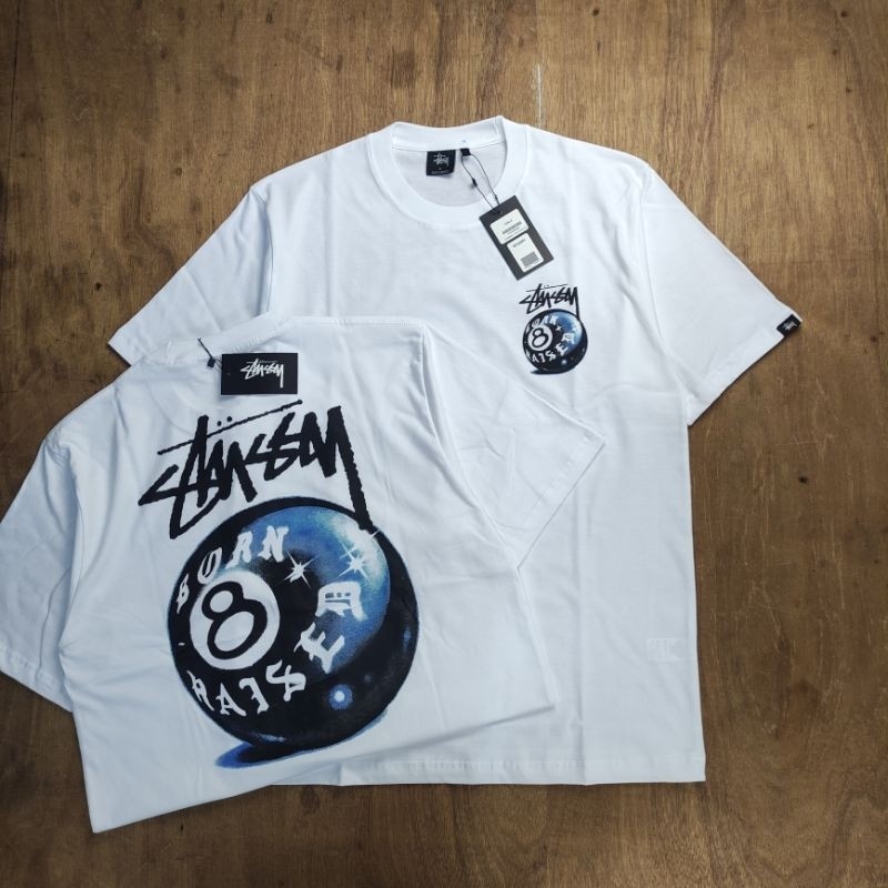 เสื้อยืด STUSSY EIGHT BALL X BURN RAISED - Cotton Combed 24s