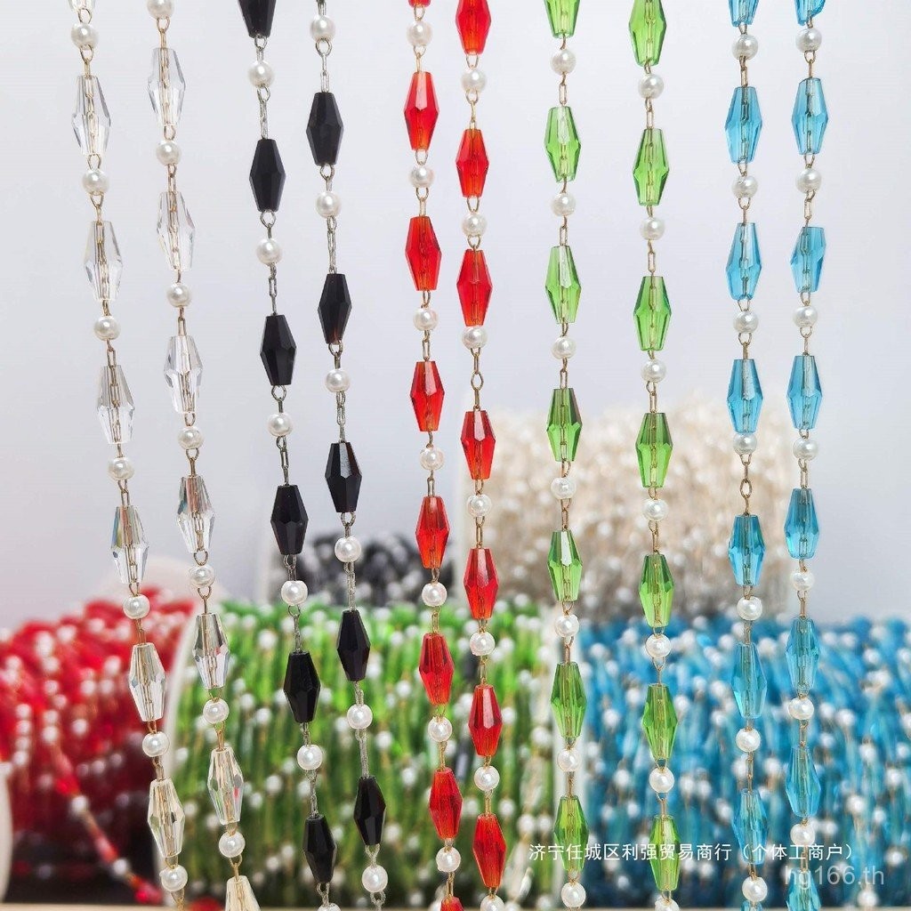 สร้อยคอทรงไข่เงินโบราณตกแต่งด้วยคริสตัลและเพียรล์ มีสีสันสดใส สำหรับงานแฮนด์เมイด J1IE