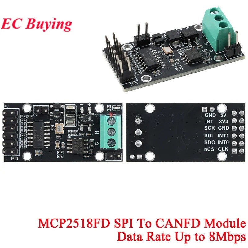 1 ชิ้น MCP2518FD อินเทอร์เฟซ SPI ไปยังโมดูล CANFD MCP2518 CAN FD Controller โมดูลบอร์ดพร้อมอัตราการข้อมูลสูงสุด 8Mbps MCP2551T
