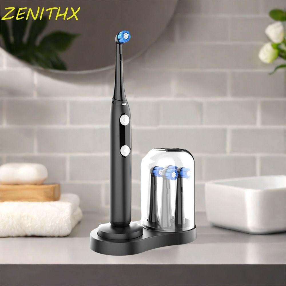 ZENITHX 2 ชุดหัวแปรงวงเล็บประหยัดพื้นที่ 2 in 1 ชั้นวางแปรงสีฟันไฟฟ้า, ปฏิบัติด้วยฝุ่นถ้วยพลาสติกแปร