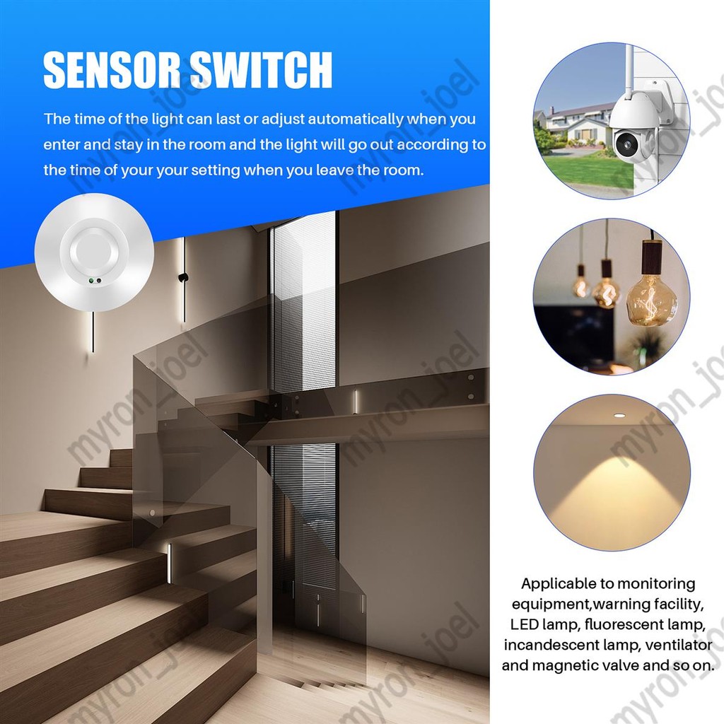 220V 800W เซนเซอร์ไมโครเวฟ Pir Occupancy Body Motion Detector สวิตช์ไฟ ราคา ถูกที่สุด ดีลบีเคเค แกลเลอรีภาพที่ 3