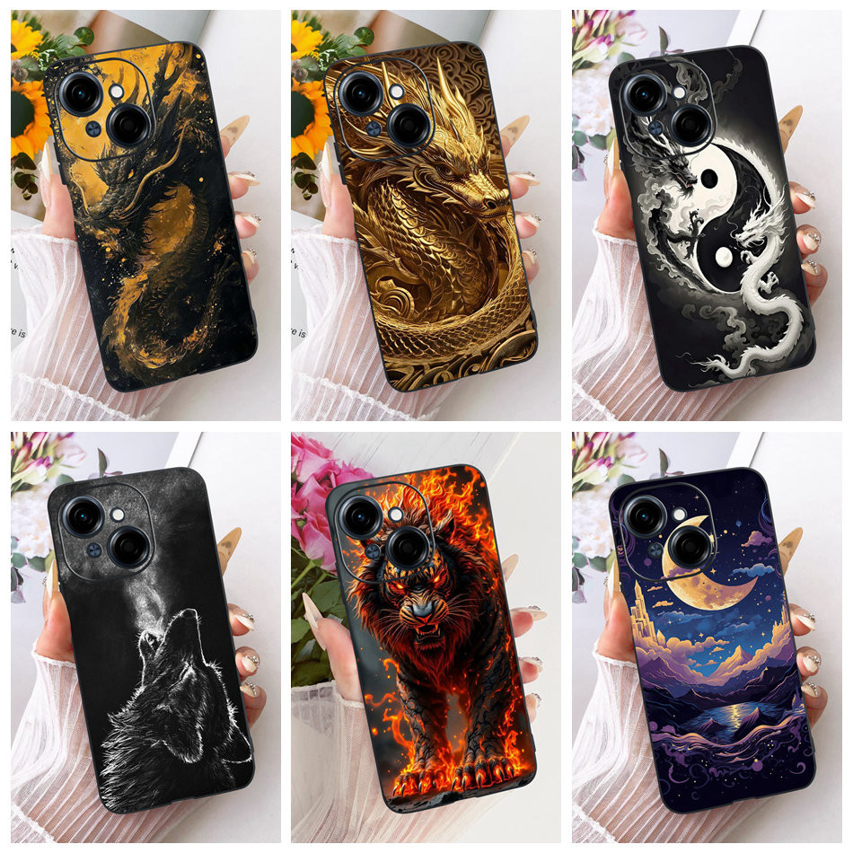 สําหรับ Tecno Spark Go 1 1S KL4h ใหม่ Cool Tiger Dragon รูปแบบเคสโทรศัพท์ Tecno Spark Go 2025 Go1 Go1S ซิลิโคนนุ่ม TPU กรณี