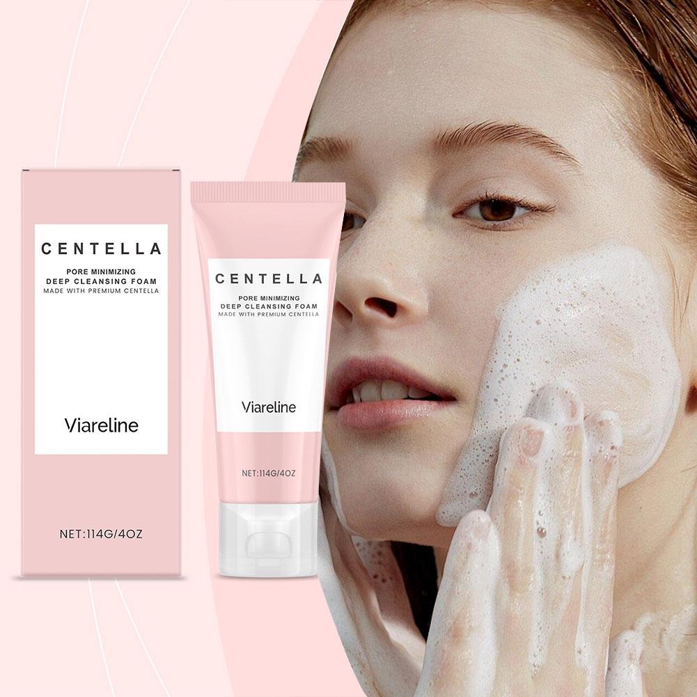 Viareline Gentle Facial Cleanser ทําความสะอาดล้ําลึกและมาส์กทําความสะอาดล้างหน้าอ่อนโยน 114g W3e6