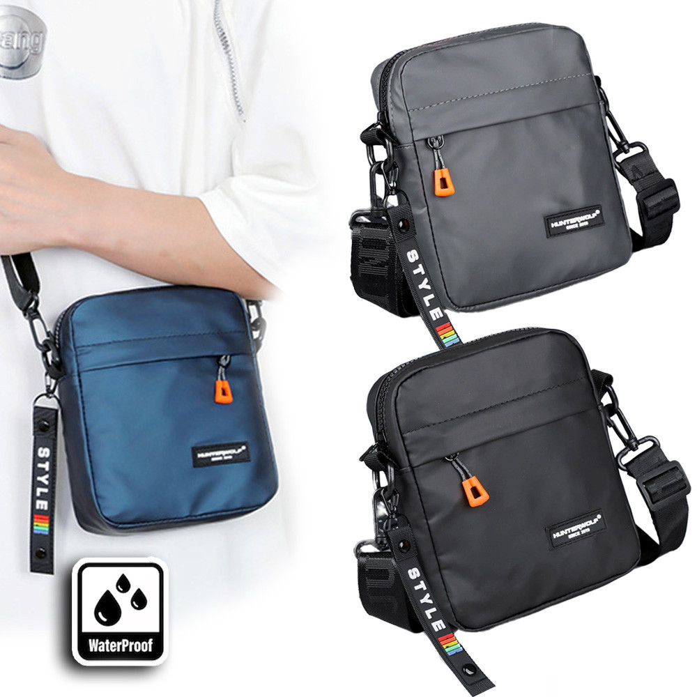 (w293) กระเป๋าสะพายข้าง Hunter2019 ผ้ากันน้ำ แต่งห้อยป้ายSTYLE