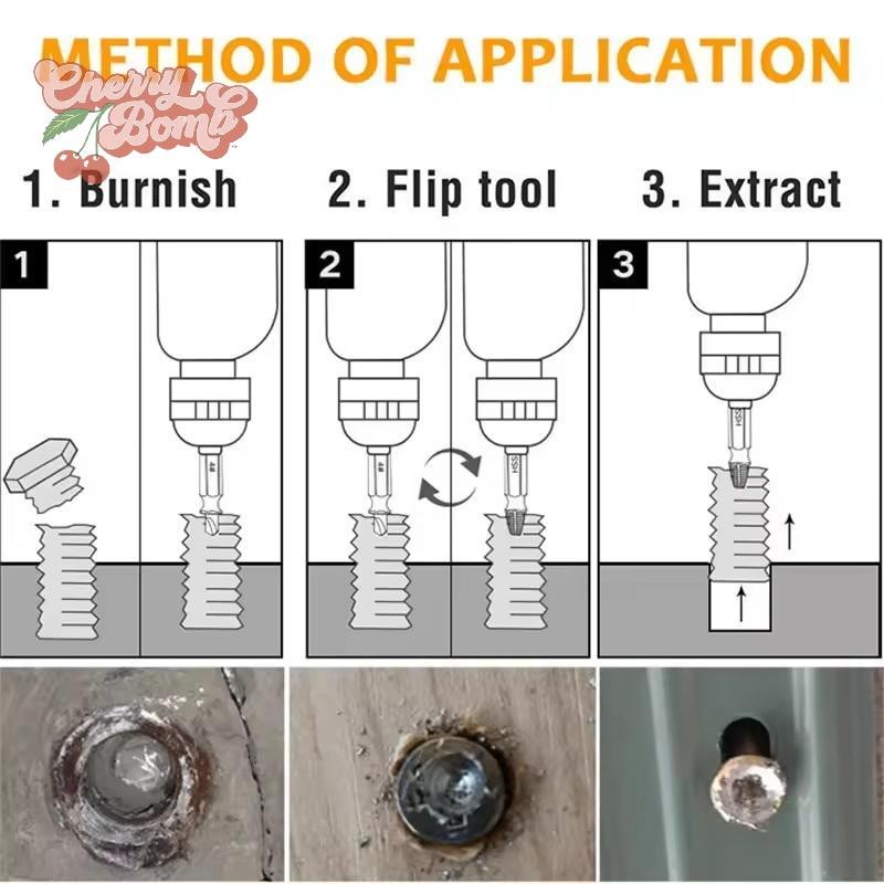 (Cherry Bomb) เสียหายสกรู Extractor ชุด HSS เจาะ Bit Stripped Broken Remover ขนาดเล็กได้อย่างง่ายดาย