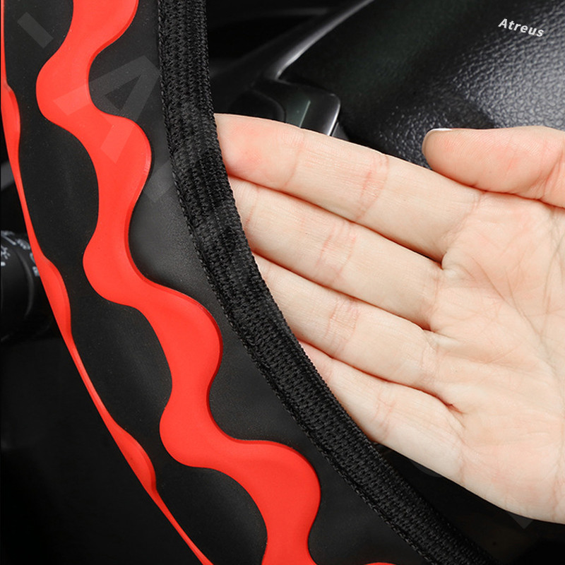 Mitsubishi ปลอกหุ้มพวงมาลัยหนังนุ่ม 38 ซม. กับ ซิลิโคน ป้องกันลื่น หนังนุ่มสบายมือ ปลอกหุ้มพวงมาลัยรถยนต์ สำหรับ Mitsubishi Lancer EX Triton Xforce Xpander Cross Attrage Mirage Outlander Pajero Sport ASX - รูปที่ 6