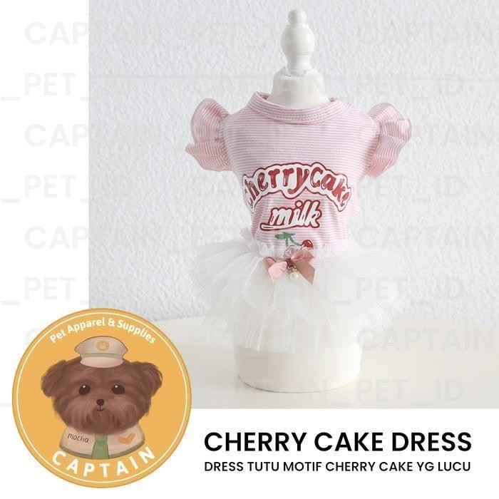 [30] CHERRY CAKE DRESS DOG CAT CLOTHES PET TUTU DRESS DOG CAPTAIN CLOTHESPET - S