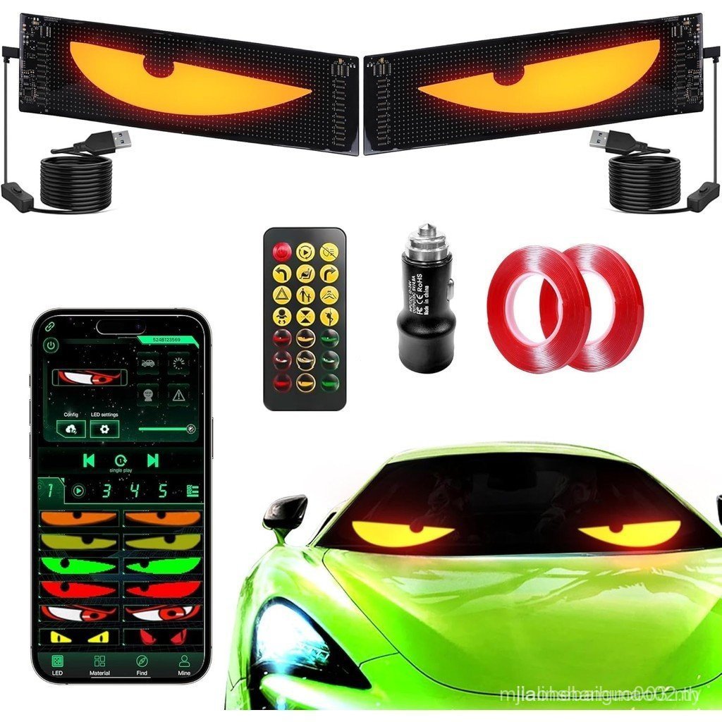 ตาปีศาจ 2-Pek Sachie: 14 นิ้ว x 4.3 นิ้ว Ojos ปรับได้สําหรับจอแสดงผลกระจกด้านหน้ารถยนต์เหมาะสําหรับร