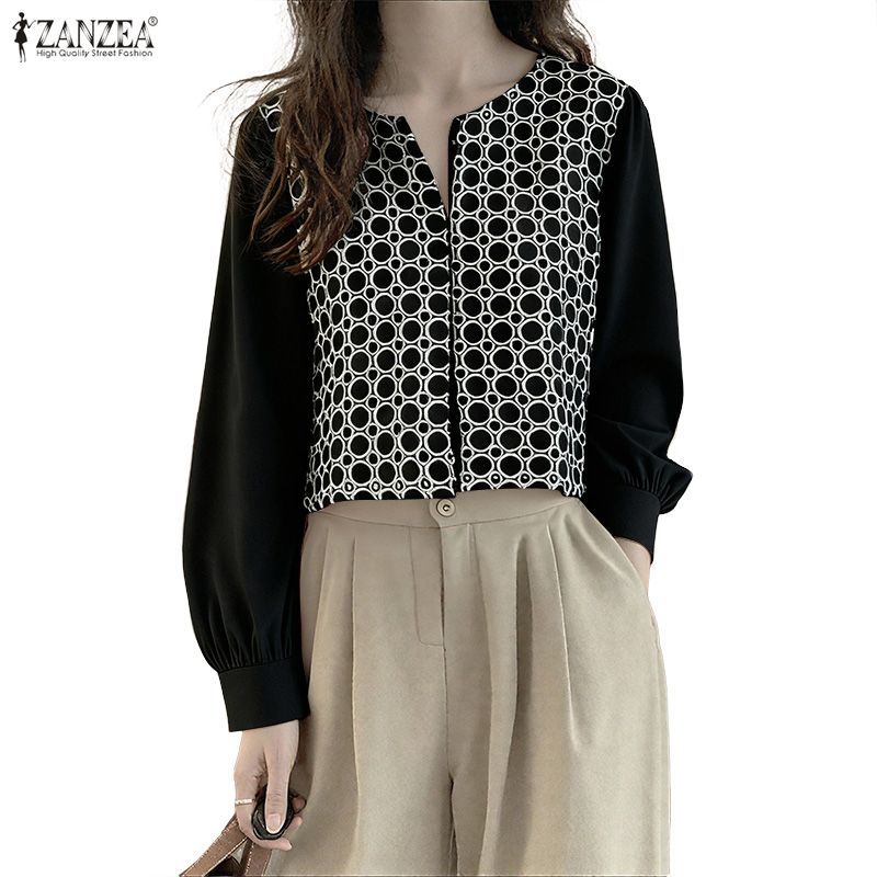 ZANZEA เสื้อบราคอวกลมแขนยาวสไตล์เกาหลีสำหรับผู้หญิง — صورة 6