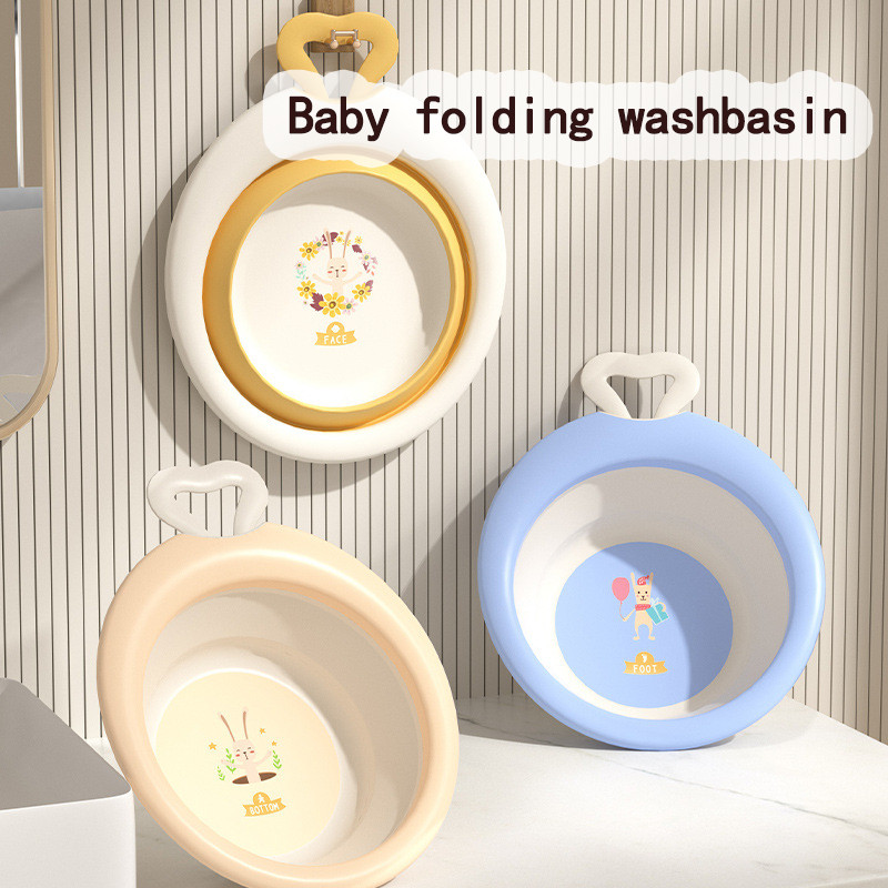 New Product #  Newborn Baby Folding Washbasin Wash Butt Basin Cute Cartoon Baby Newborn Wash Basin C