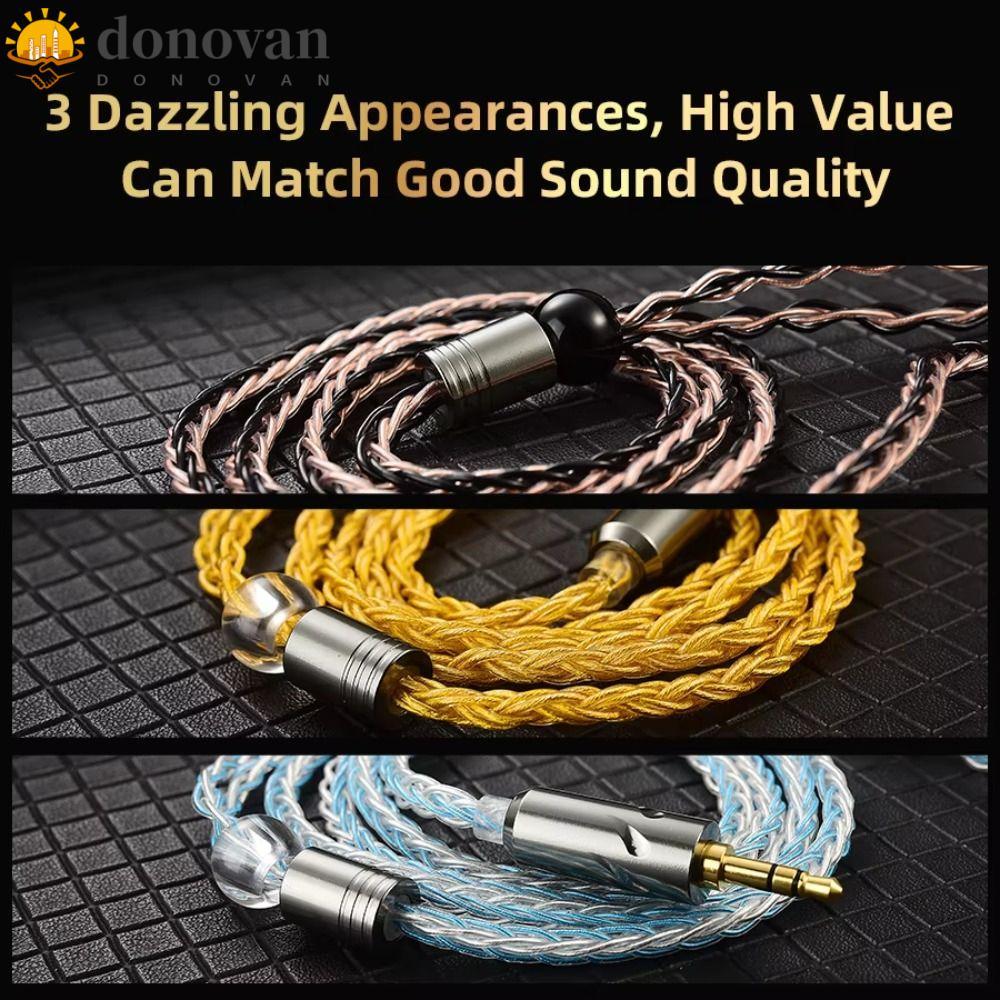 DONVAN สายหูฟัง KZ,ชุบเงิน 0.75 มม.2Pin QKZ T1 หูฟัง,เปลี่ยนแจ็ค 3.5 มม.200 Core TC 8-Strand KZ หูฟั