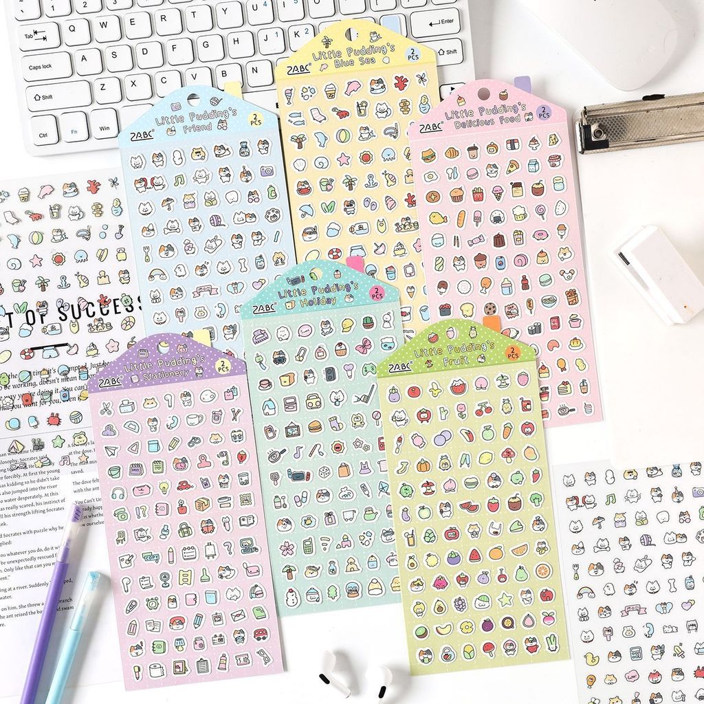 2 แผ่นน่ารักอาหารสัตว์สติกเกอร์สมุดภาพสติกเกอร์ Kawaii สติกเกอร์สําหรับสมุดภาพ Journal Planner ขวดแล็ปท็อปตกแต่ง