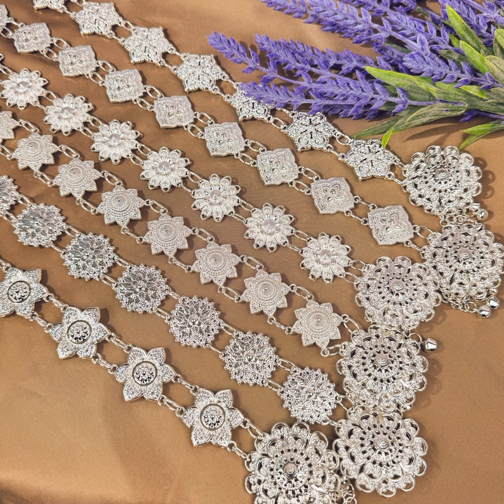 เข็มขัดอีสาน Vintage jewelry ชุดล้านนาไท เข็มขัด เงินโบราณ เอว39นิ้ว