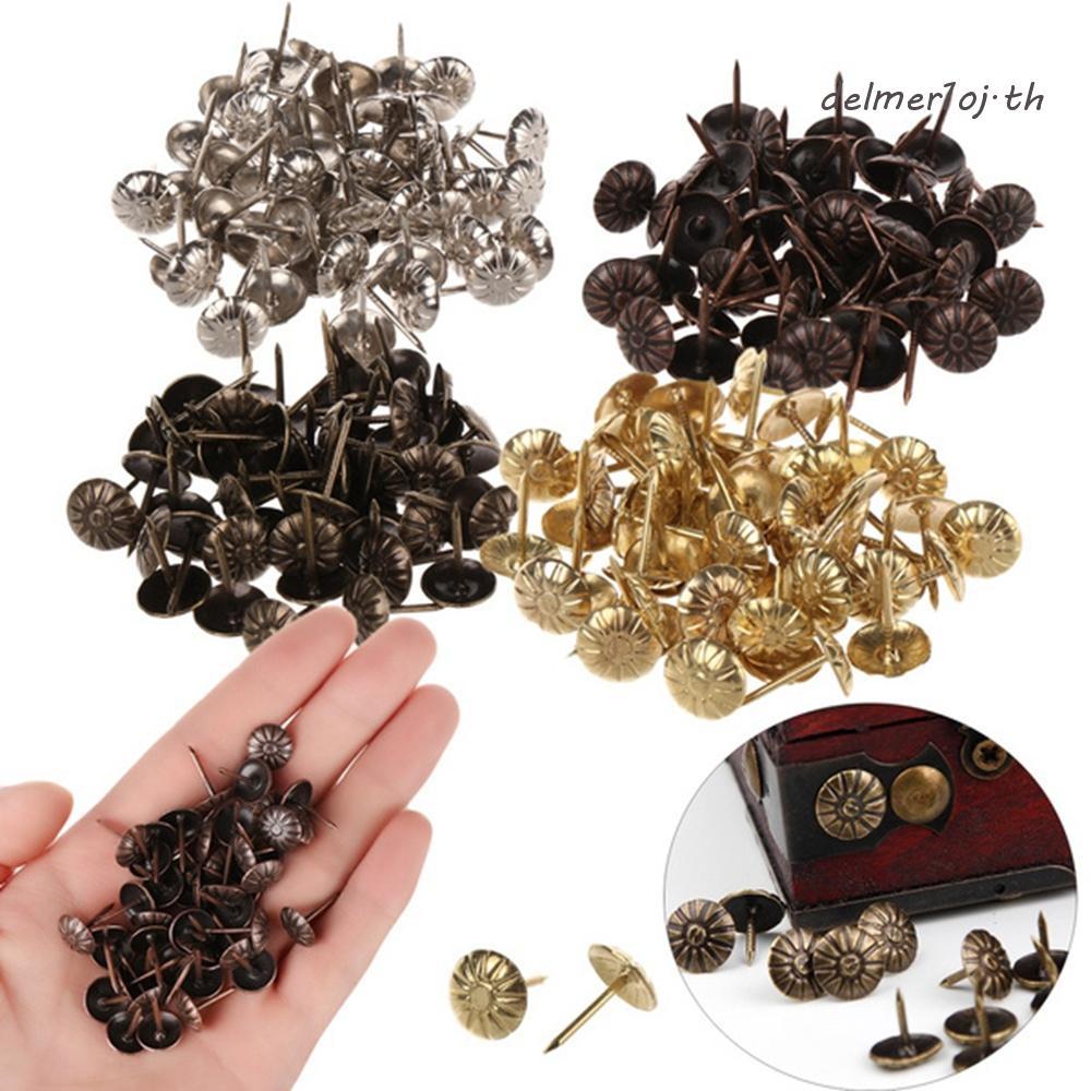 DELMER1OJ Tacks ทองเหลืองเงินตารางเครื่องประดับของขวัญกล่องทองโซฟา DIY Fasteners 100 ชิ้น/300 ชิ้น P