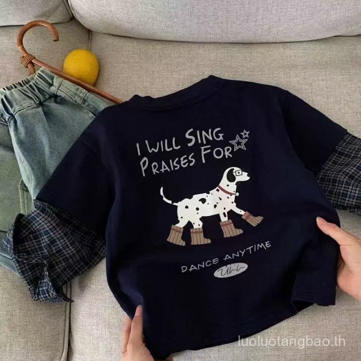 เสื้อยืดเด็กแขนยาว สไตล์การ์ตูน ใส่สบายในฤดูใบไม้ผลิและฤดูใบไม้ร่วง ราคา ถูกที่สุด ดีลบีเคเค แกลเลอรีภาพที่ 9