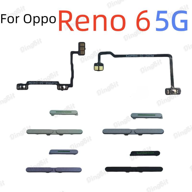 สําหรับ OPPO Reno 6 Reno6 5G ปุ่มด้านข้างเปิดปิด Volume Up Down ปุ่ม Flex Cable อะไหล่