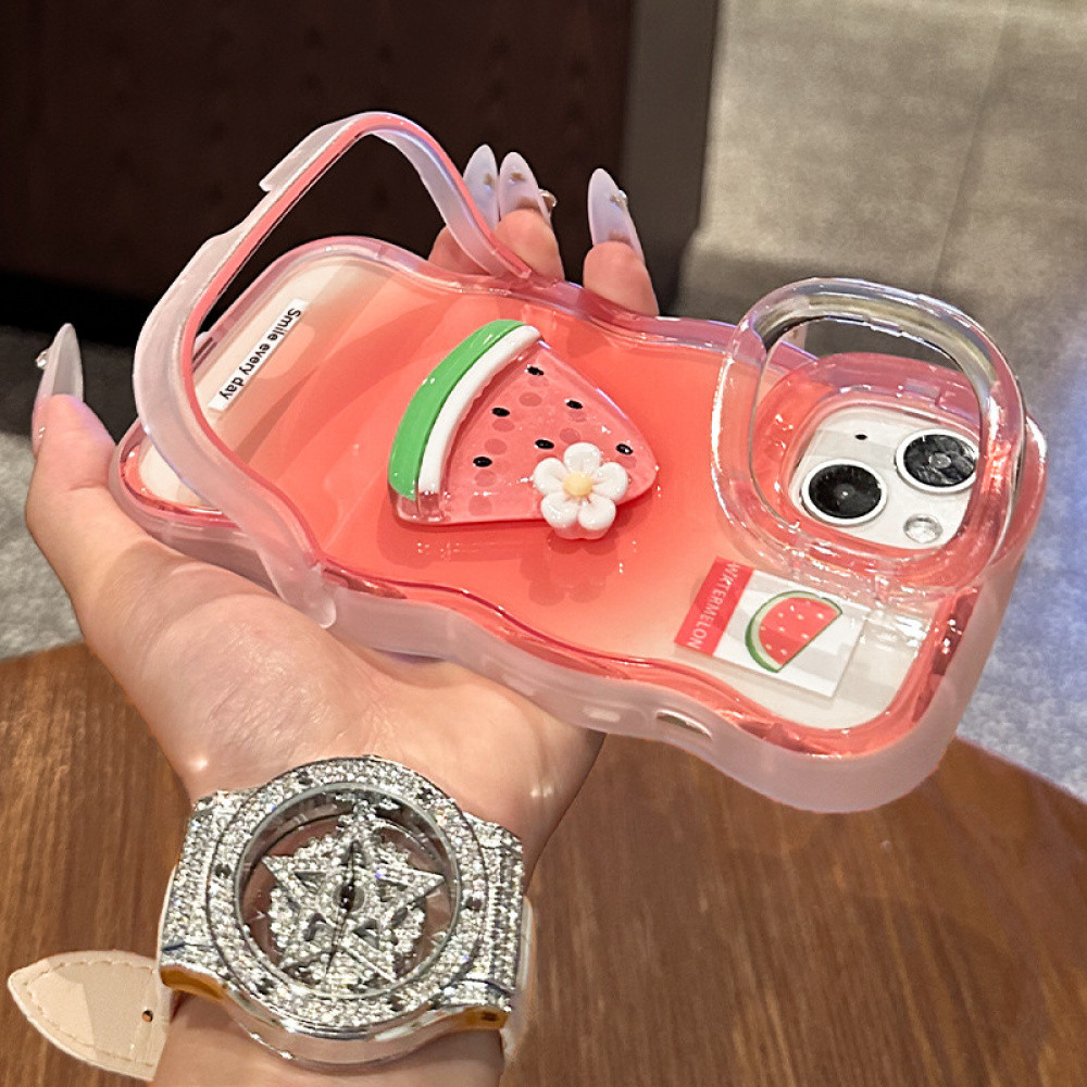 แตงโมสามมิติสับปะรดพีชซิลิโคนใสกันกระแทกเคสโทรศัพท์เข้ากันได้กับ ไอโฟน18โปรแม็กซ์ 17 16 15 14 13 12 11 XSMAX