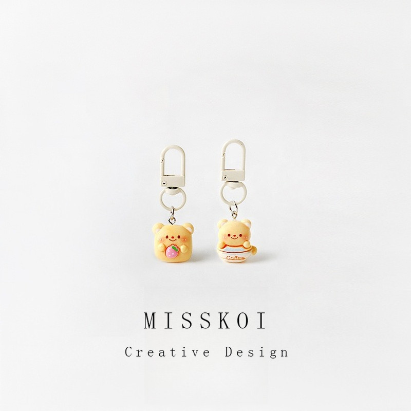 MISSKOI พวงกุญแจหมีเนยการ์ตูนน่ารัก สำหรับทุกคน ใช้ได้กับกระเป๋าเป้และกระเป๋านักเรียน