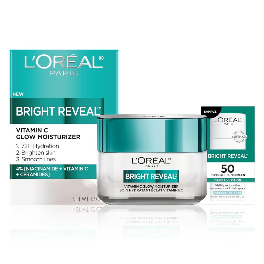 LOreal Paris Bright Reveal Vitamin C Glow Moisturizer, Supercharged Facial Moisturizer เพื่อผิวกระจ่