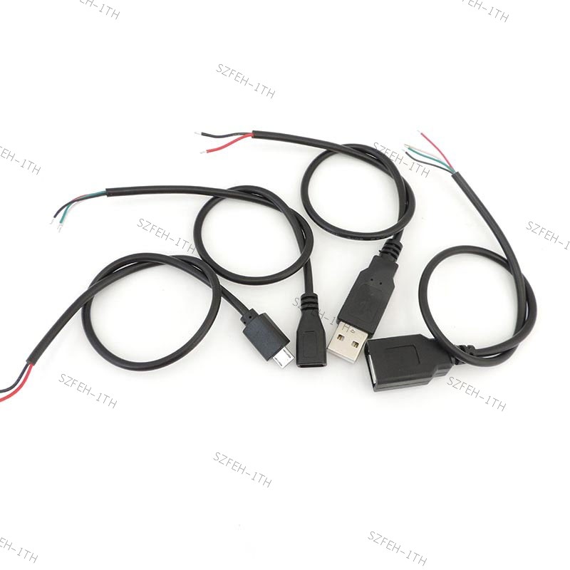 0.3M USB 2.0 ประเภท A ชายหญิง 2Pin 4pin micro USB ซ่อมเชื่อมสายชาร์จอะแดปเตอร์ DIY Connector 2 4 cor