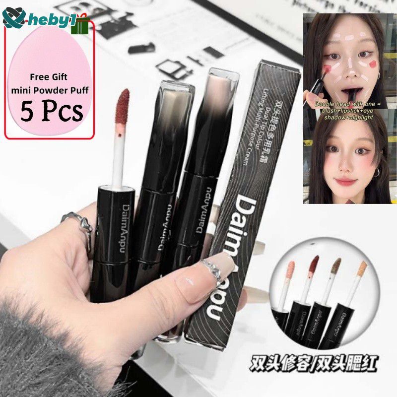 ไดมันปู ไฮไลท์เตอร์เนื้อลิควิดแบบหัวคู่ เนเชอรัลแมตต์ บลัชออนเนื้อบางเบา ไบรท์เทนนิ่งคอนทัวร์ กันน้ำ