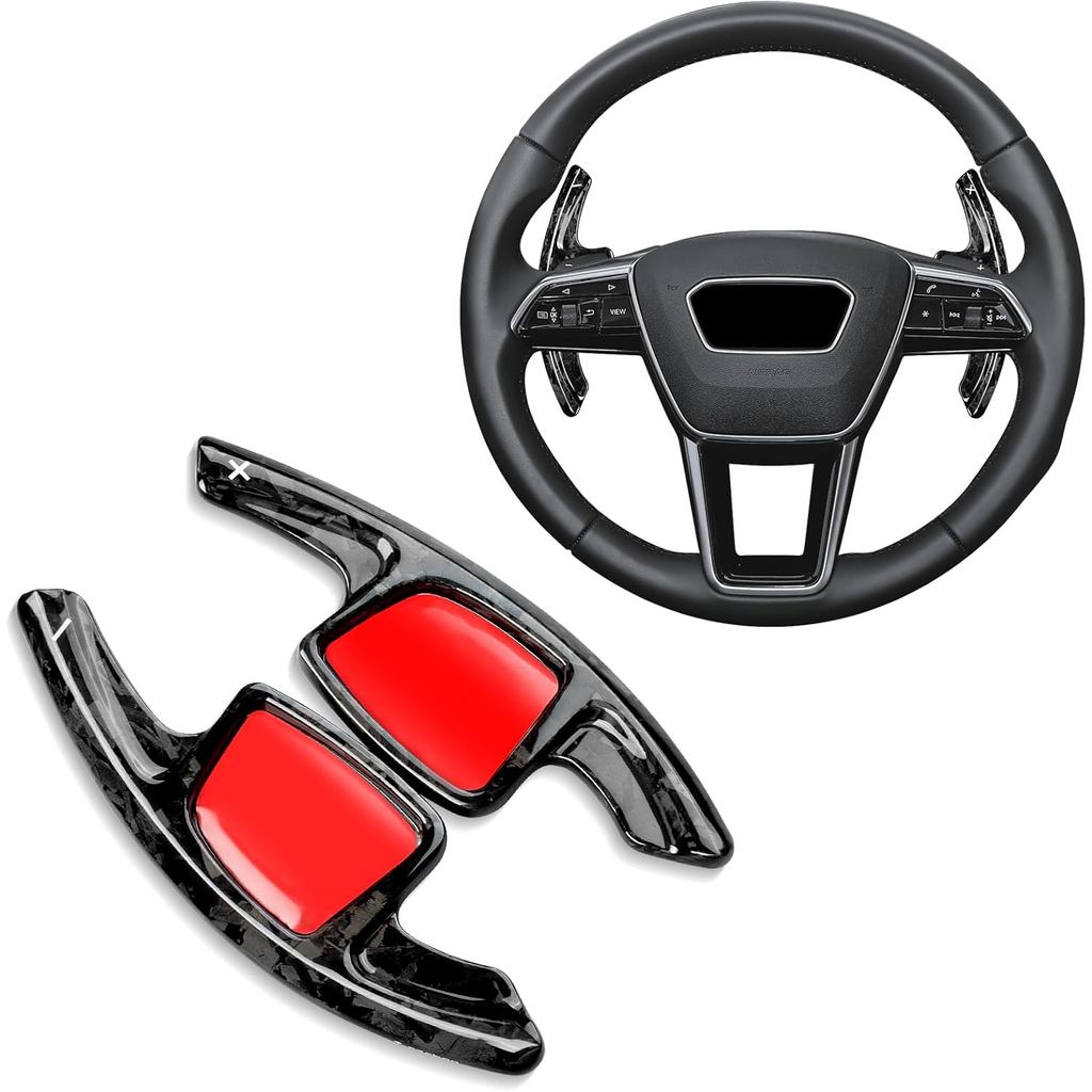 T-carbon พวงมาลัย Shift Paddle เหมาะกับ Audi A7 A8 A4 A3 2021-2025; คาร์บอนไฟเบอร์แท้ Paddle Shifter