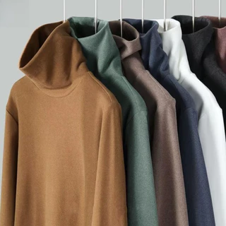เสื้อโค้ทแขนยาวสำหรับผู้ชาย แบบคอปกสูง เสื้อกันหนาวไซต์ใหญ่ สีกากี, สีดำ, และสีขาว