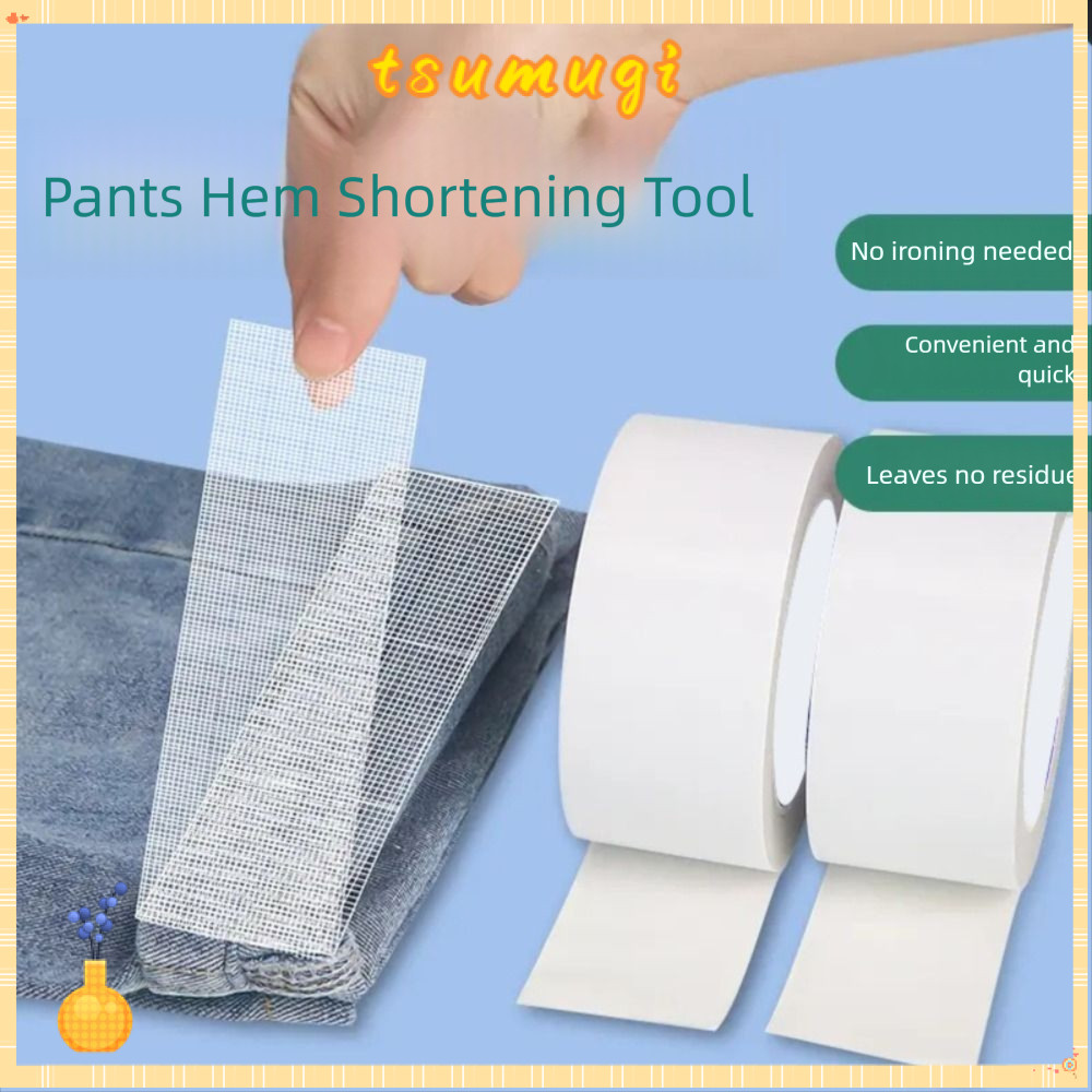 TSUMUGI 10Yards Hot Melt เทปสองด้าน,ซ่อมในครัวเรือน Fastener Bond Hem เทป,ทนทานผ้าไม่ทอเหล็กความร้อน