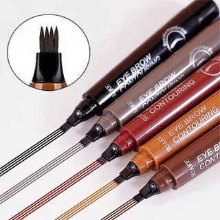 YTL ดินสอเขียนคิ้ว หัวแปรงสี่แฉก กันน้ำ ติดทนนาน สีดํา สีน้ำตาล 4 ชิ้น พร้อมแปรงปัดคิ้ว เนื้อดี เขียนง่าย เส้นคม