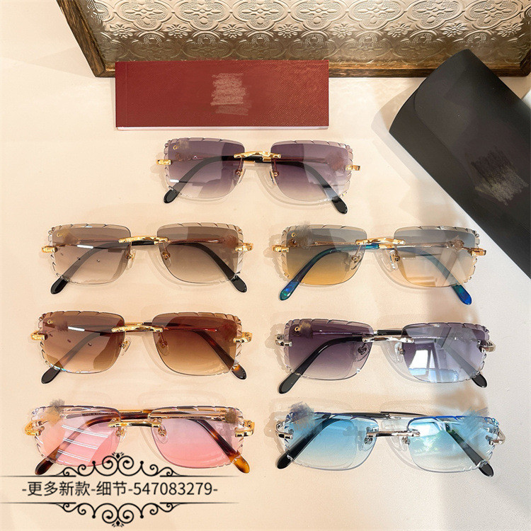 HQJA Cart''r Frameless Cut Edge Carved Wave Edge Sunglasses Fashion Square Sunglasses Trendy Men ct0