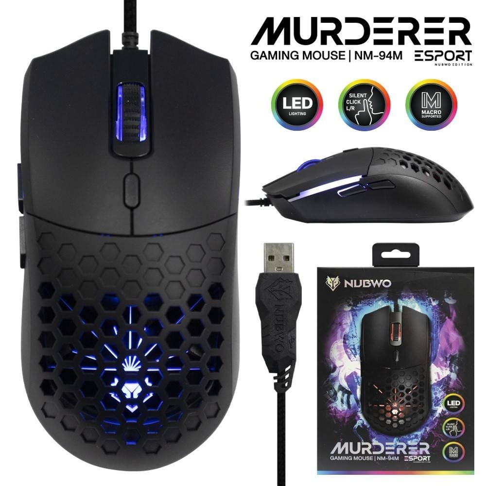 เมาส์ Nubwo Murderer NM-94M Gaming Mouse Black เสียงคลิกเงียบ