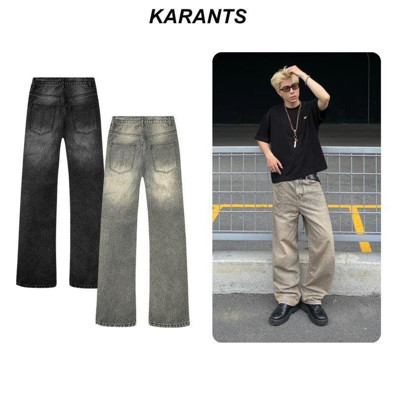 (Cleanfit) Karants กางเกงยีนส์ทรงตรง ขาเรียบ S-3XL Wash หลายสี Local Brand Streetwear เทรนด์ฮิต - KQ