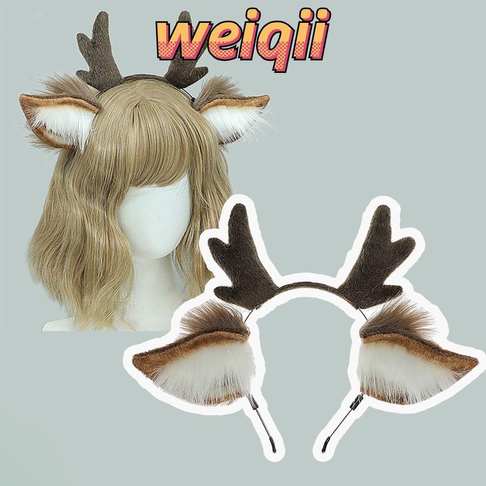 WEIQII Reindeer Antler Headband,ตกแต่งเทศกาลน่ารักหัว Hoop,Plush Deer Ears Party Headpieceคริสต์มาสH
