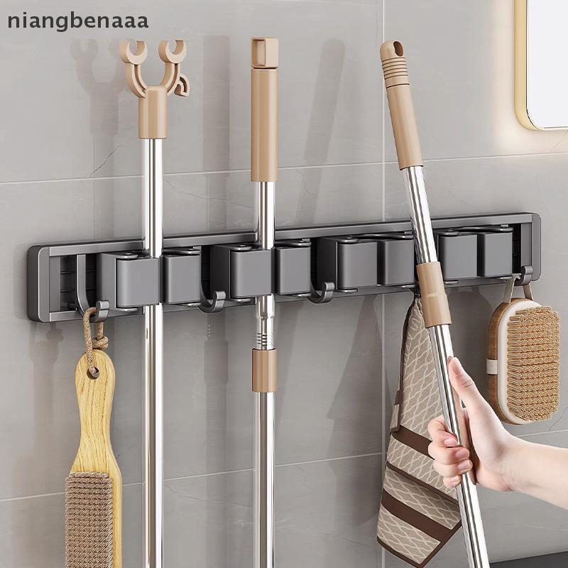 (niangbenaaa) Mop And Broom Storage Rack Mop Rack ติดผนัง Strong ไม้กวาด Mop Rackes พร้อม Hook Stora