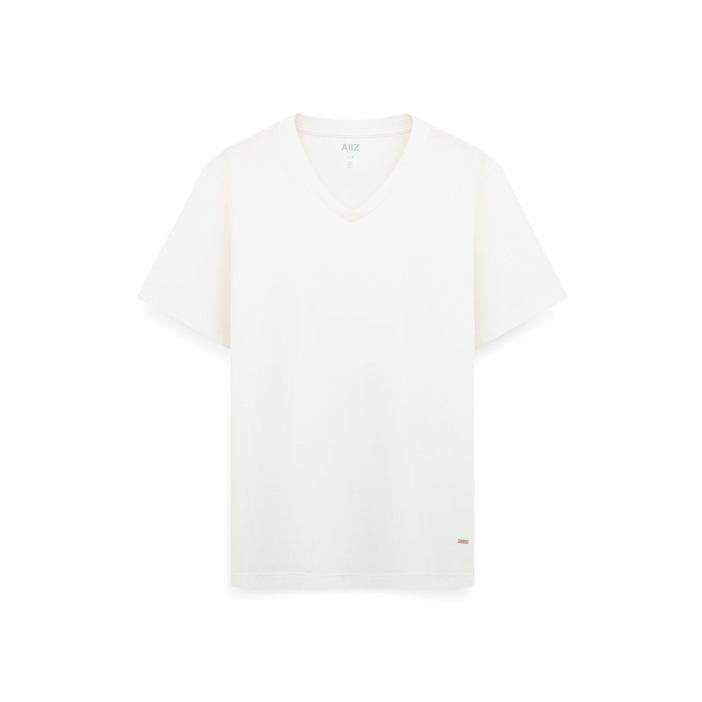 AIIZ (เอ ทู แซด) - AIIZ เสื้อยืดคอวีผู้หญิงสีพื้น โลโก้ AIIZ T-Shirt
