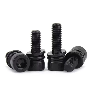 (ยกชุด) น็อต สกรู หัวจม พร้อม แหวน+สปริง+ตัวเมีย เกลียวมิล หยาบ (Set) Cap Socket 12.9 ระดับ M3M4M5M6M8M10M12 ZHDS*