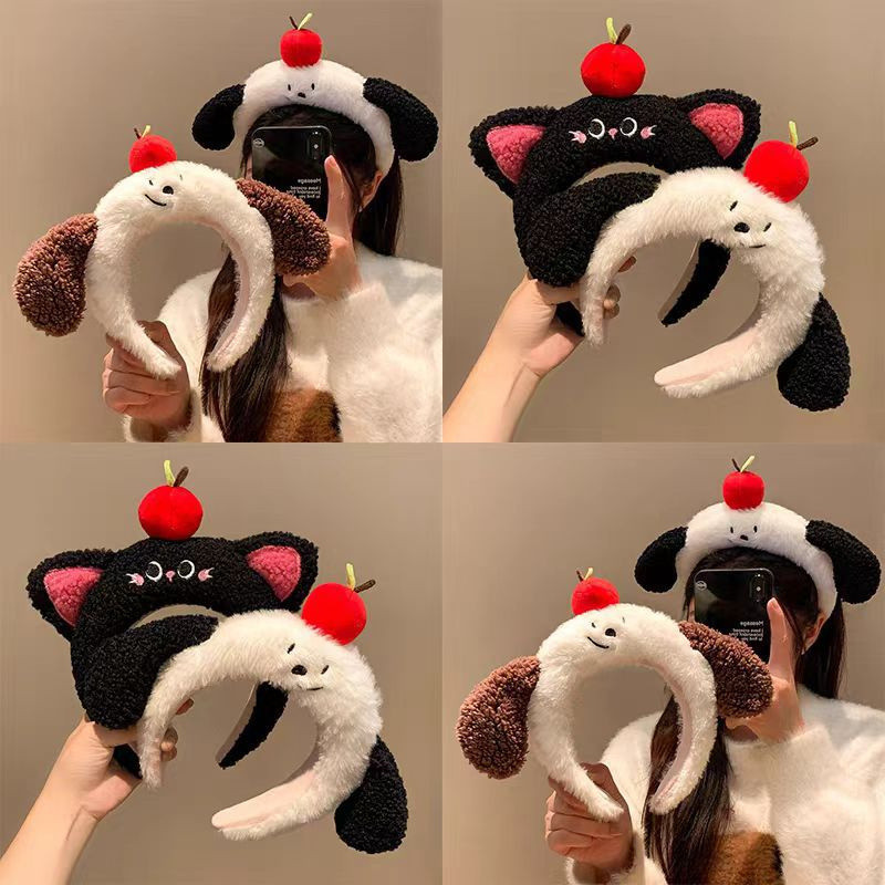 ตุ๊กตาการ์ตูนลูกสุนัขคาดศีรษะสาวล้างหน้าแต่งหน้า ชม. หูฟัง เด็กแสดงแสดงภาพอุปกรณ์ผม