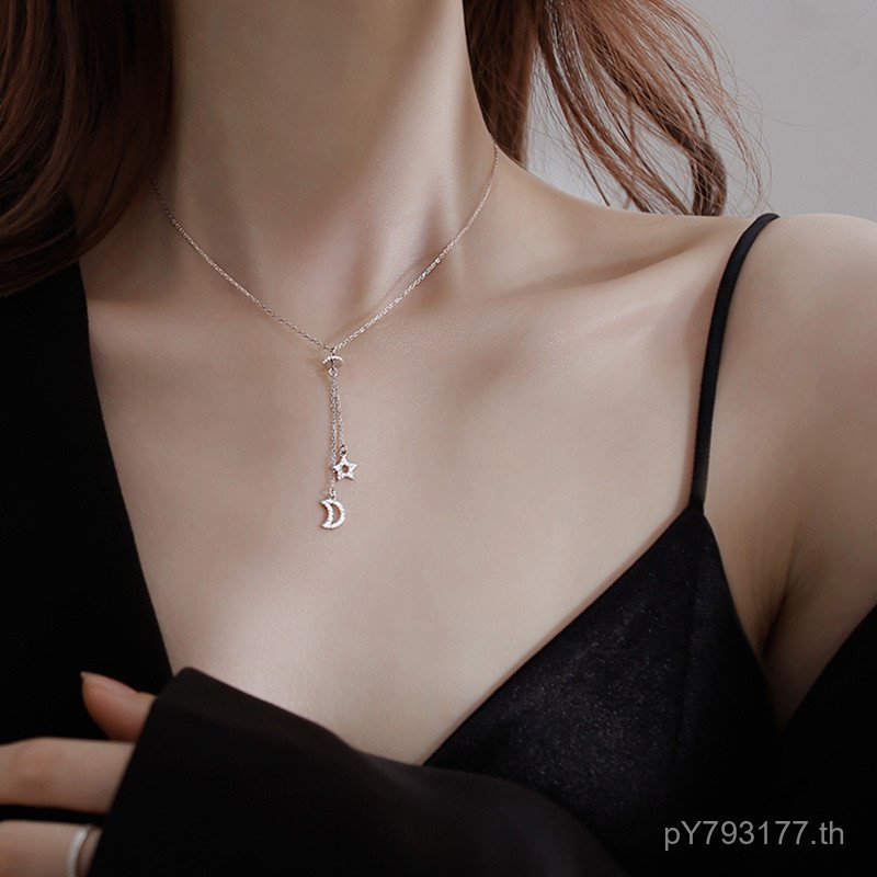 สร้อยคอมูนสตาร์ดีไซน์เรียบหรูสำหรับผู้หญิง จากเงินสเตอร์ลิง s925 CGL0