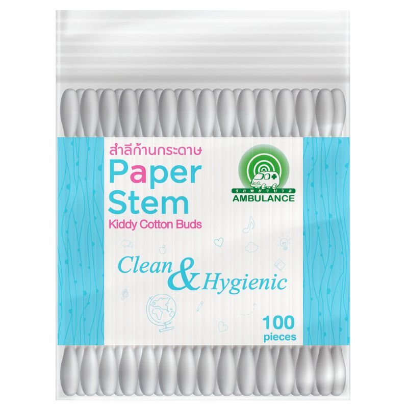 รถพยาบาลสำลีก้านคิดดี้ 100ชิ้น Ambulance Paper Stem Kiddy Buds 100pcs. [หมายเลขบาร์โค้ด 8850185002991 ]