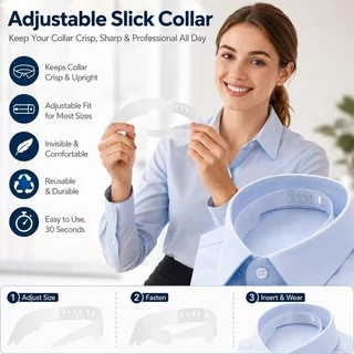 เสื้อยืนคอเครื่องมือ ขนาด16*6CM รักษารูปทรง collar stay ปรับขนาดได้ สีขาว แข็งแรงทนทาน