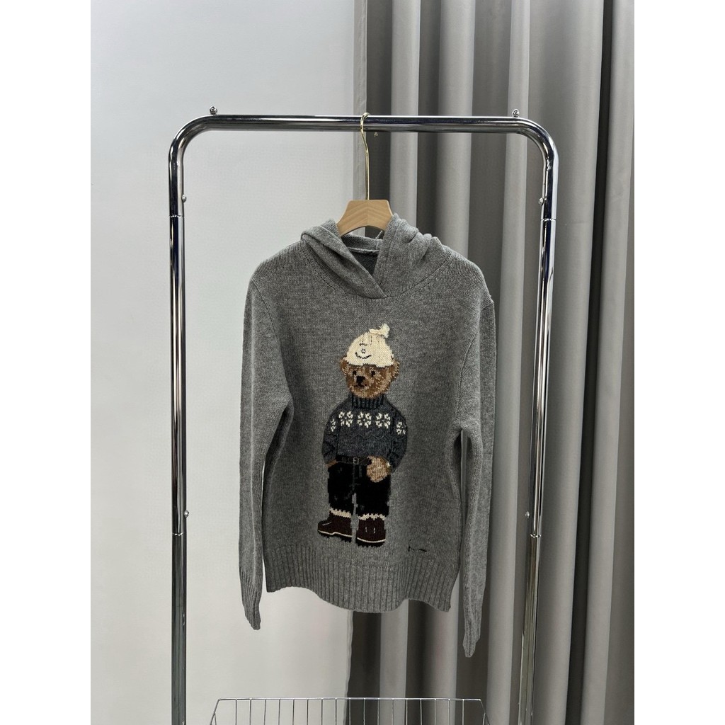 B3FG R-L ผู้หญิงฤดูใบไม้ร่วงฤดูหนาวผลิตภัณฑ์ใหม่,Hooded Bear Wool Pullover เสื้อกันหนาวคอเต่าผู้หญิง