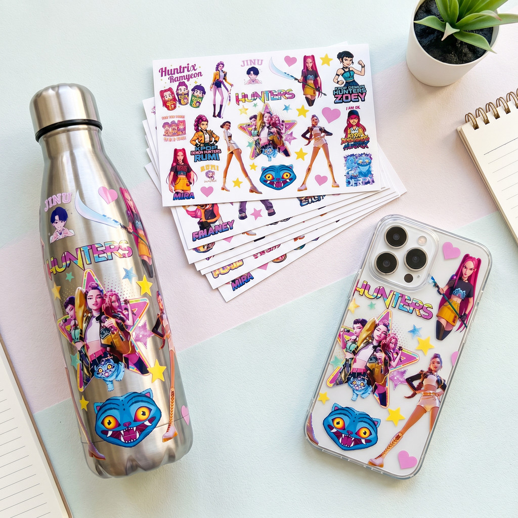 KPop Demon Hunters การ์ตูนน่ารัก UV DTF สติ๊กเกอร์กันน้ํา Transfer Decal