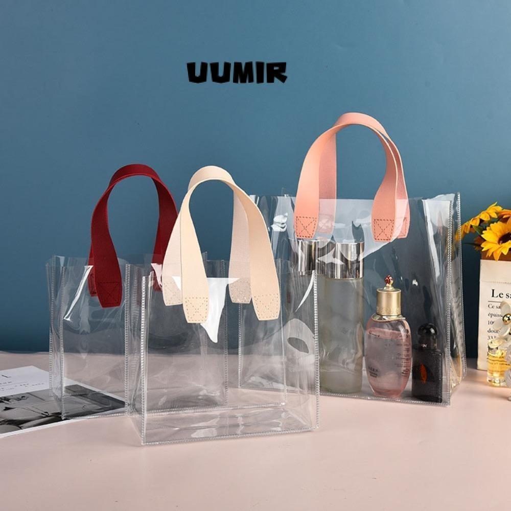 UUMIR กระเป๋าช้อปปิ้ง PVC แบบใส หูหิ้ว กันน้ํา คุณภาพสูง