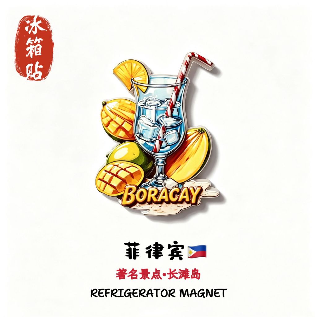 ฟิลิปปินส์ Boracay เครื่องดื่มสร้างสรรค์ของที่ระลึกท่องเที่ยวตกแต่งบ้านสติกเกอร์แม่เหล็กตู้เย็นสติกเ