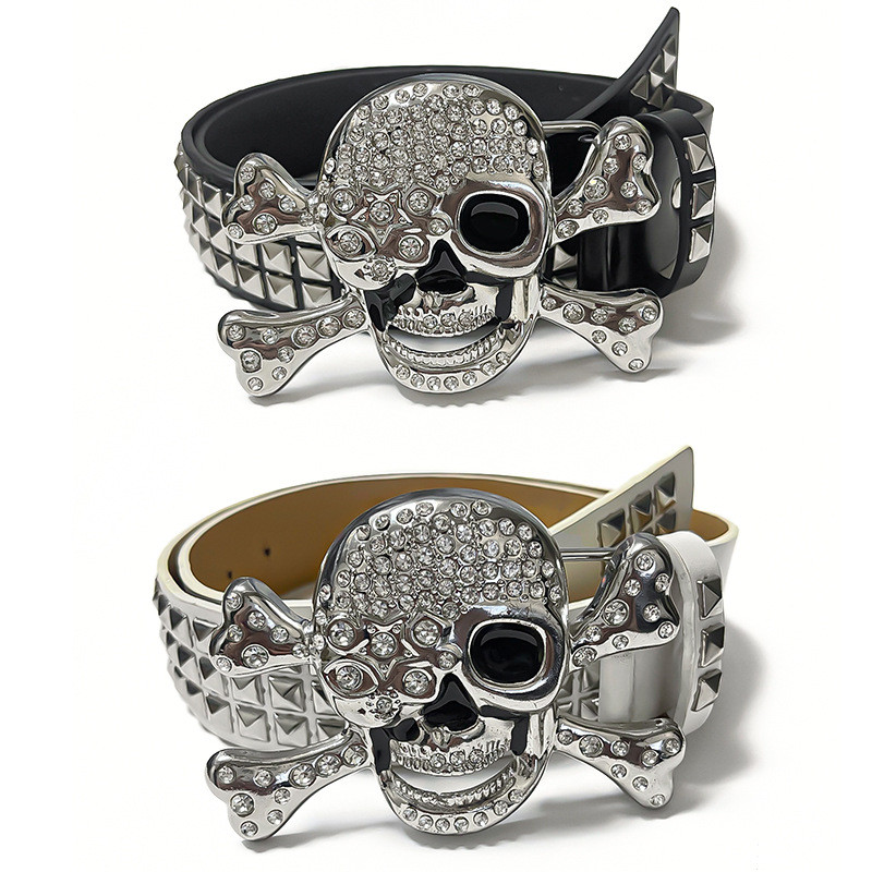 เข็มขัดหัวกะโหลก Punk Style Rivets