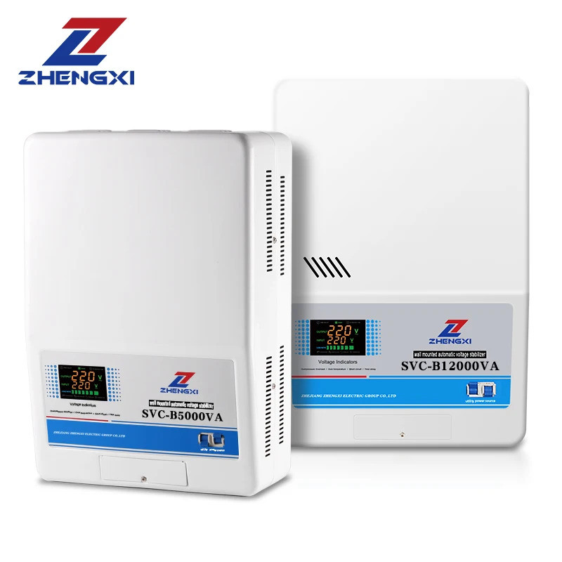 ในสต็อกดิจิตอลจอแสดงผลSVCติดผนังปรับแรงดันไฟฟ้าอัตโนมัติ 5kva 10kva 12kva 220VเฟสเดียวAcแรงดันไฟฟ้าS