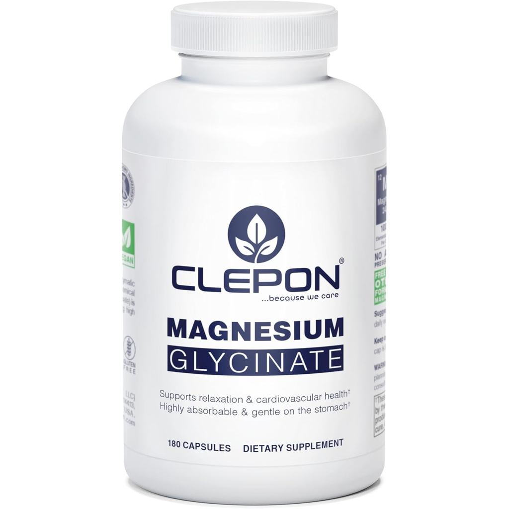 Magnesium Glycinate - 100% Chelated for High Absorption - 180 แคปซูล - 100 มก. Magnesium ต่อแคปซูล -