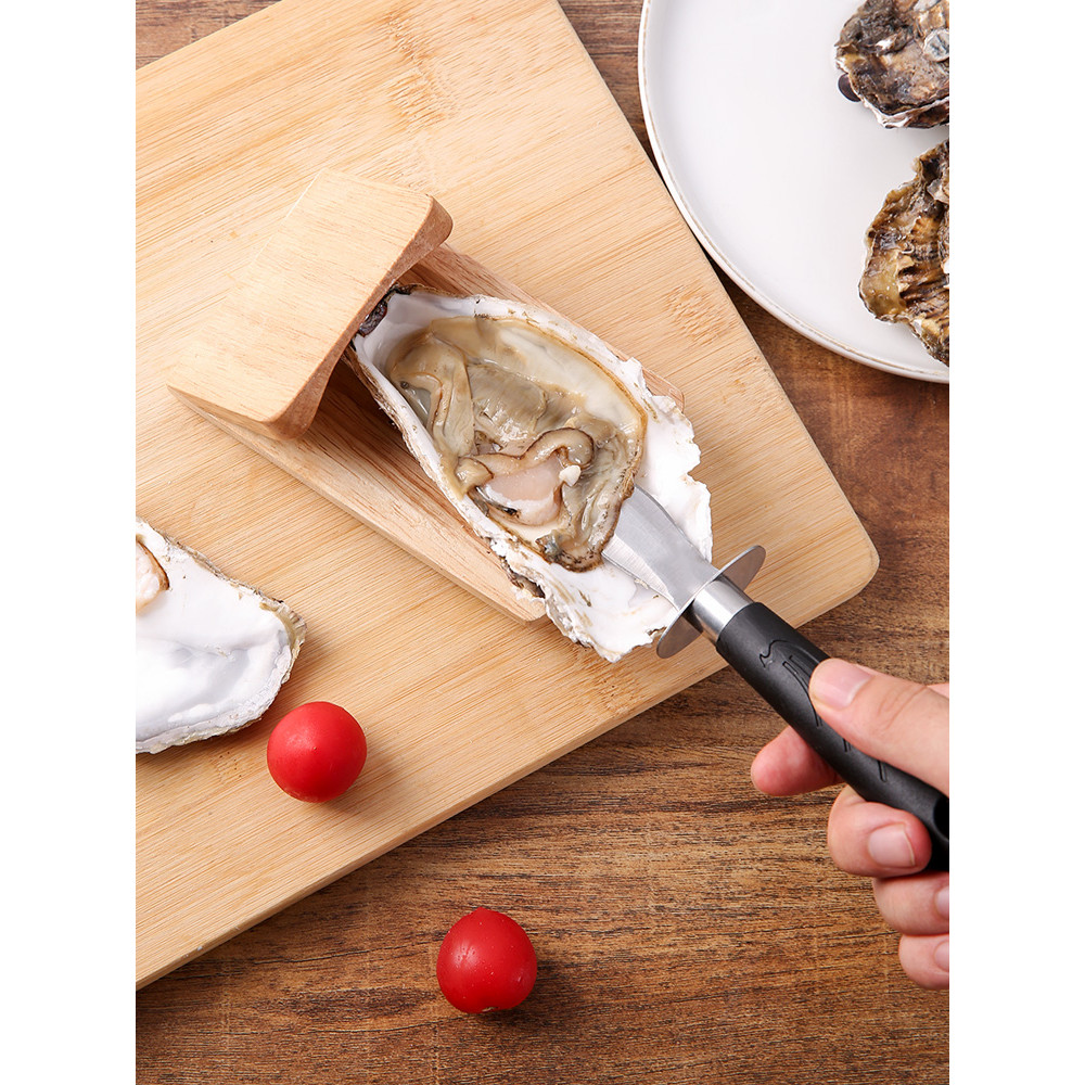 Pry Oyster Shell ถาดไม้เฉพาะ Sea Oyster Treatment Fixed Handy เครื่องมือสแตนเลส Oyster คลิปเฉพาะ