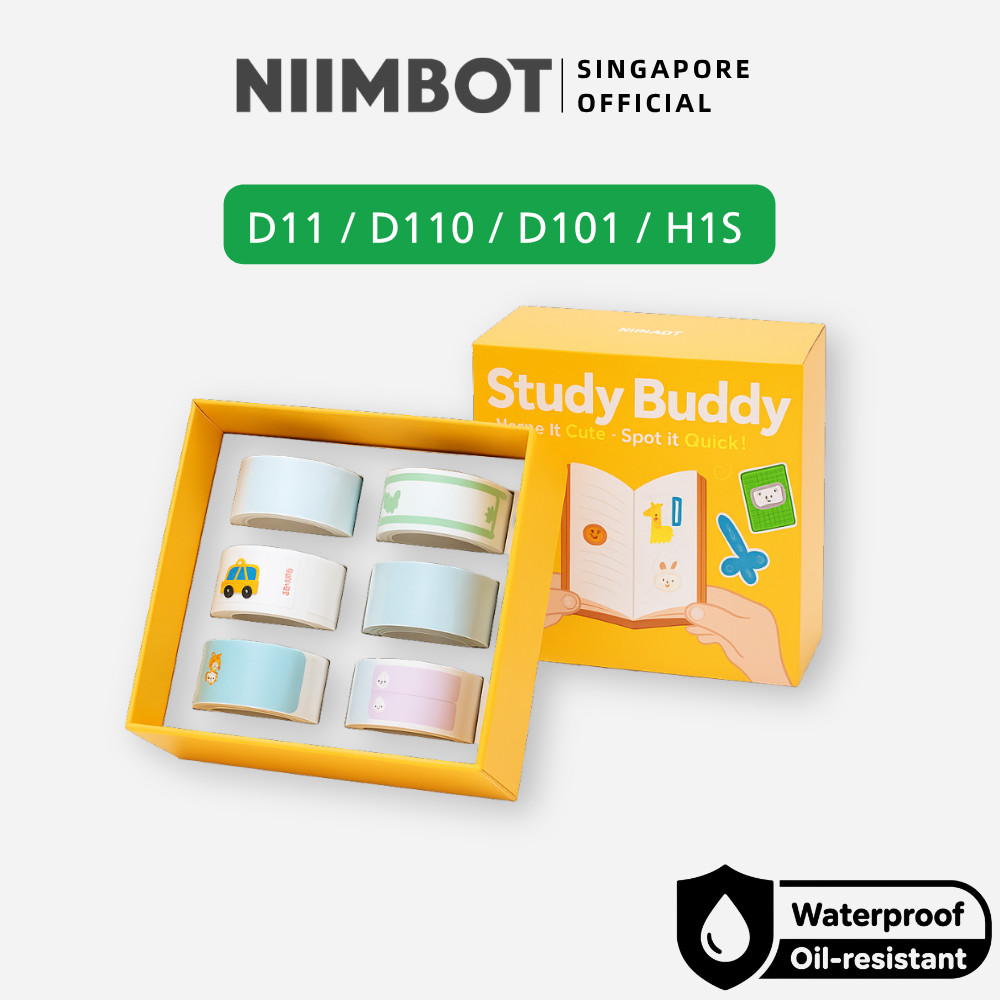 NIIMBOT Study Buddy Label สติกเกอร์ 6 ม้วนแพ็คสําหรับ D110 D11 D101 H1S Refill นักเรียนโรงเรียนกระดา